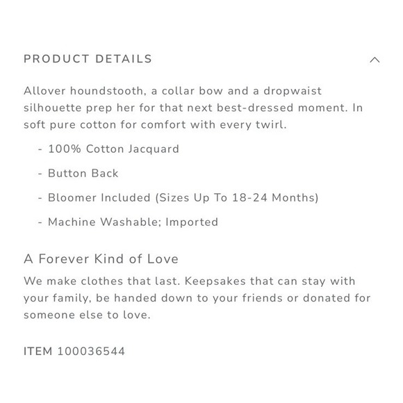 Janie And Jack Sz 5 Houndstooth Dress Bow Cotton Drop Waist Old Money Preppy - Picture 16 of 16